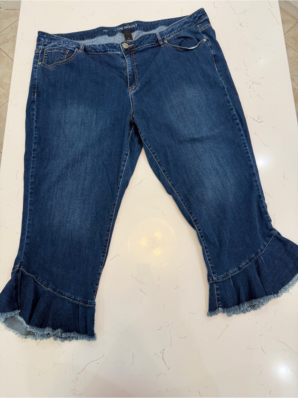 Lane Bryant Dark Wash Ruffle Hem Crop Women’s Jeans